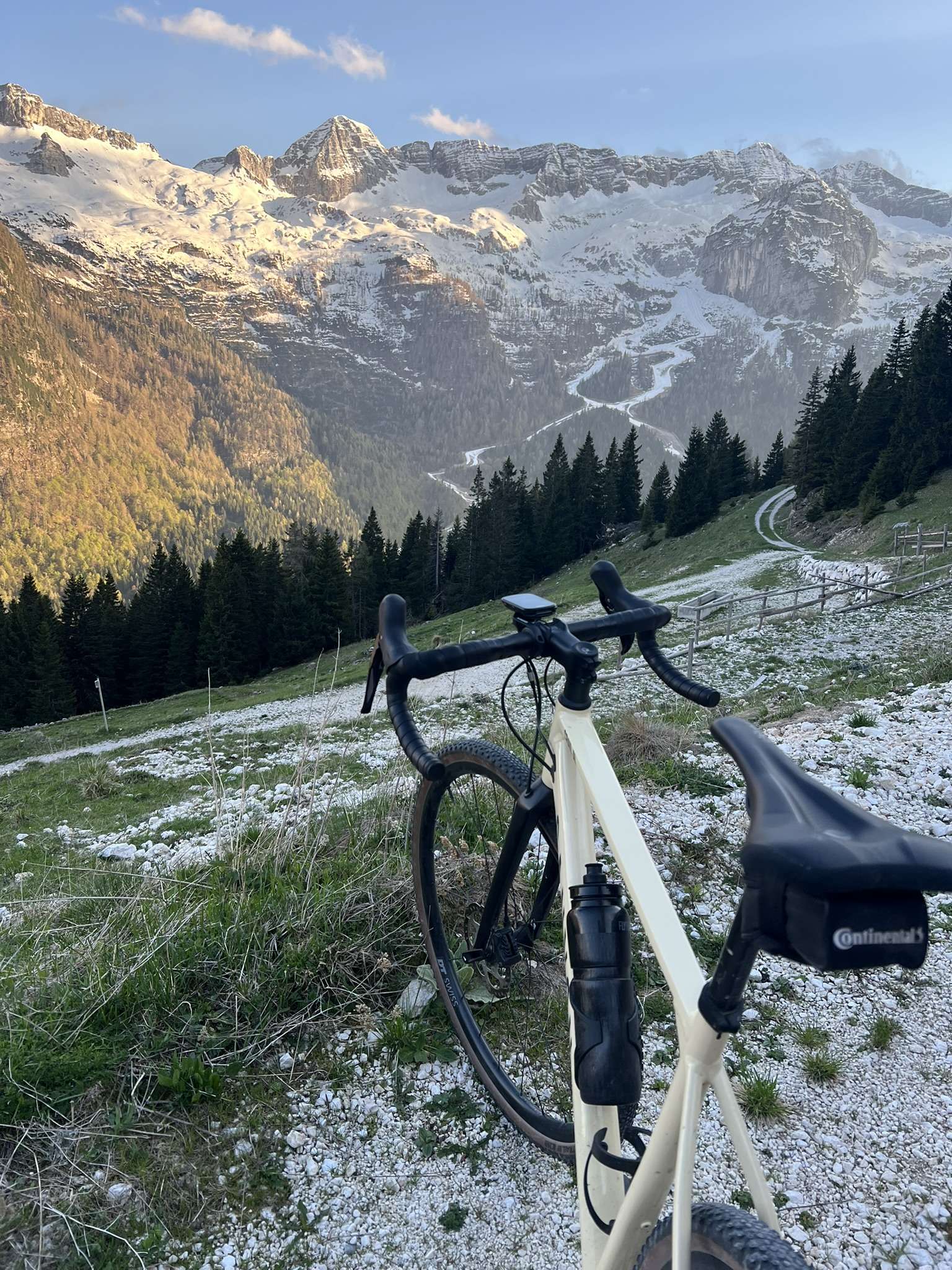 Above Sella Nevea with gravel bike